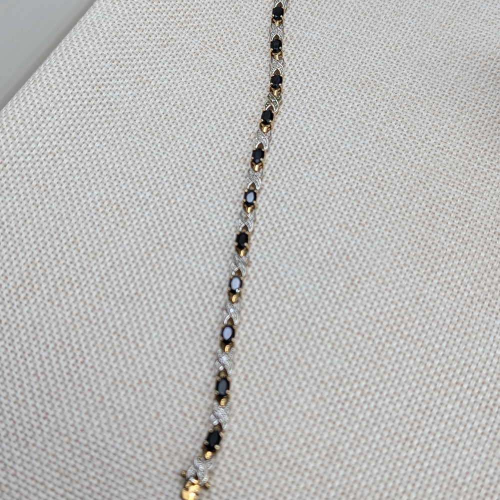 Vintage 925 Sterling Silver Gold Vermeil Black Onyx Bracelet | 7.25" | 12.2g - Picture 17 of 17